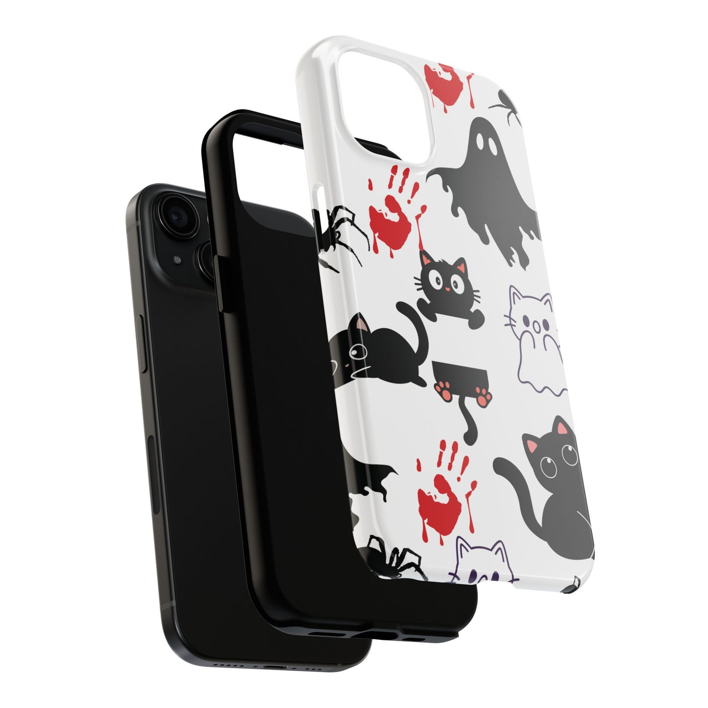 Halloween Phone Cases, Spooky Phone Cover, Cat & Ghost Design, Tough Case for Gifting, Fun and Festive