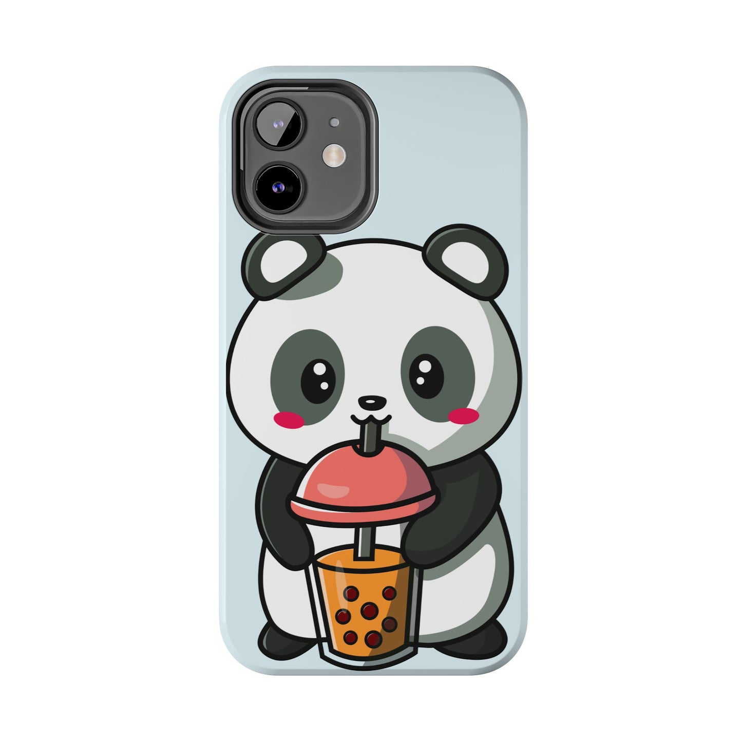 Cute Panda Phone Case with Bubble Tea Design, Tough Phone Cases, Cartoon Character Accessories, Gift for Her, Fun Mobile Cover