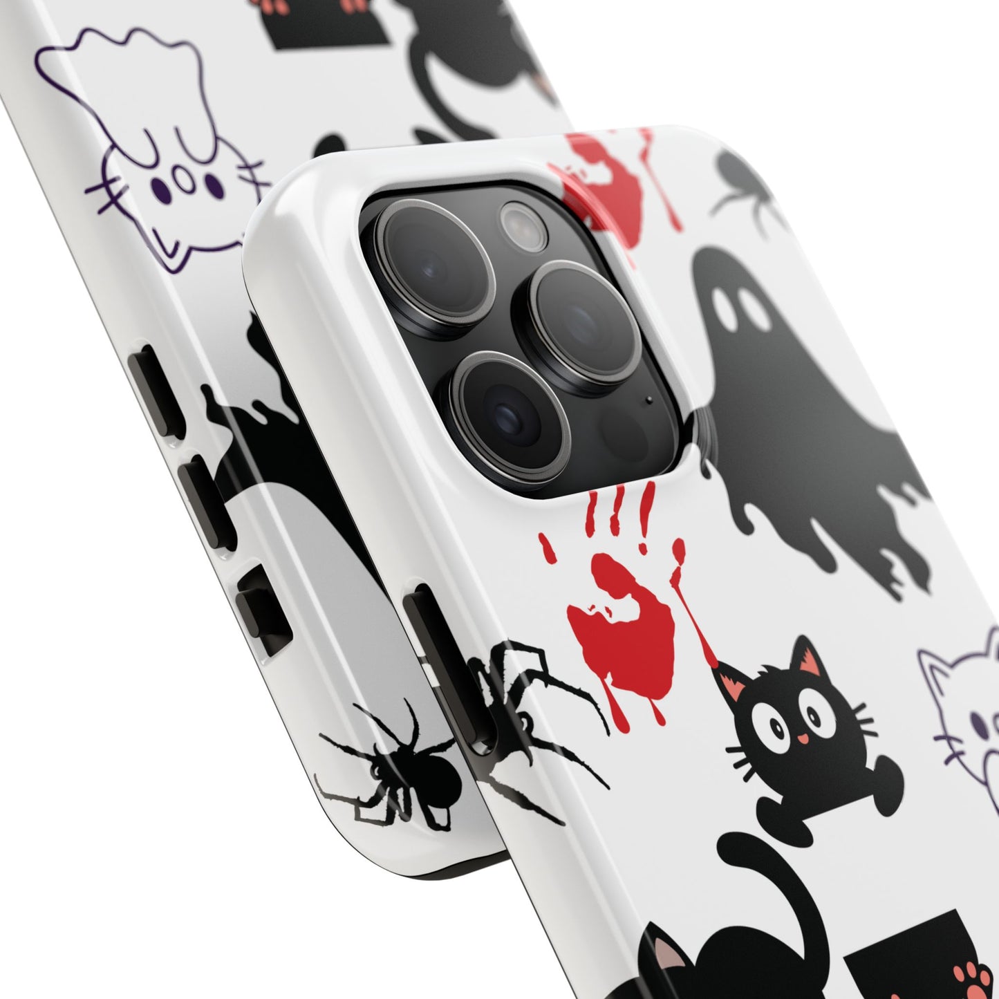 Halloween Phone Cases, Spooky Phone Cover, Cat & Ghost Design, Tough Case for Gifting, Fun and Festive