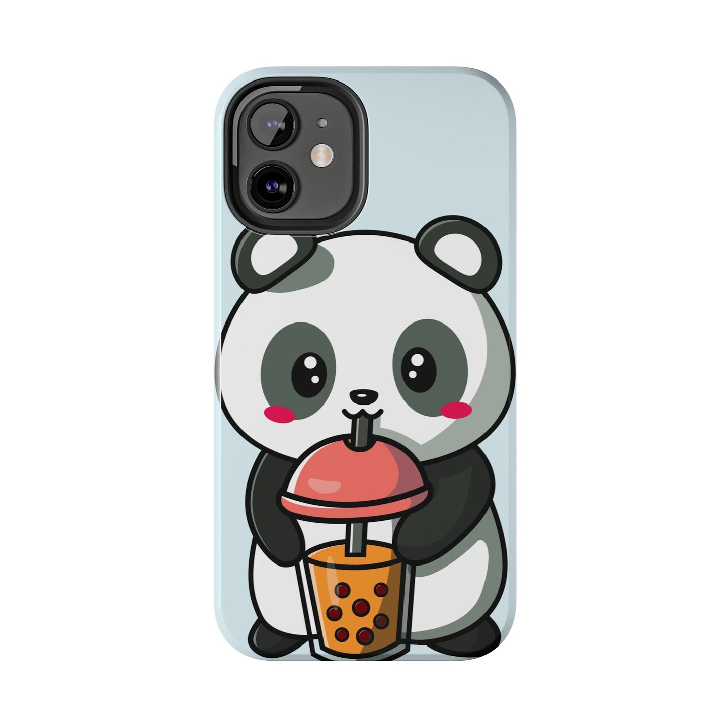 Cute Panda Phone Case with Bubble Tea Design, Tough Phone Cases, Cartoon Character Accessories, Gift for Her, Fun Mobile Cover